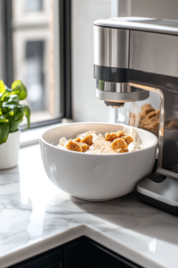 A stand mixer blending cream cheese, brown sugar, and vanilla into a smooth, creamy cheesecake filling.