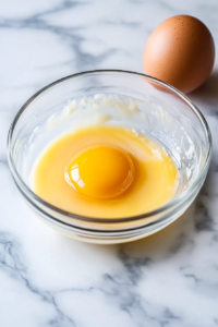 A close-up shot of eggs being cracked into the cheesecake batter one at a time, with a gentle mixing action after each addition.