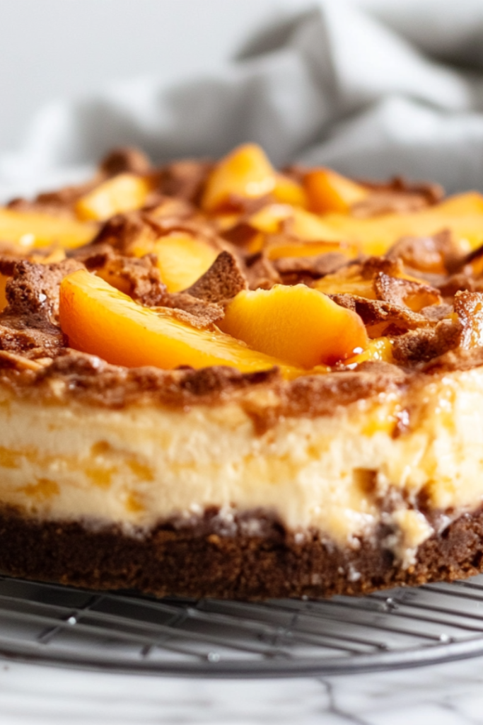 The cheesecake cooling on a efore being placed in the fridge to chill for at least 4 hours before serving.