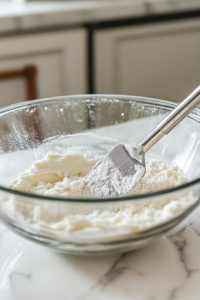 Mixing crushed graham crackers, melted butter, and sugar in a bowl to prepare the crust.