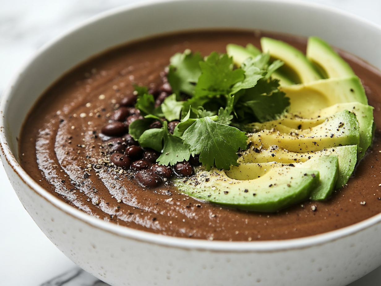 A bowl of creamy sweet corn chowder on a white marble countertop, garnished with fresh cilantro, sliced scallions, and a swirl of sour cream or crumbled goat cheese. A spoon rests beside the bowl, ready to dig in.