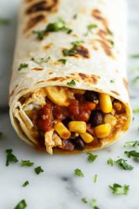 A close-up view of a warm, homemade flour tortilla being folded and filled with delicious ingredients. The tortilla is soft and fresh, making it perfect for serving.