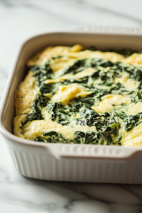 A close-up shot of the same baking dish on the white marble cooktop, now topped with a generous layer of Parmesan cheese, evenly sprinkled over the surface. The cheese will melt into a golden, crispy topping as the dish bakes.