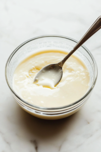 A glass mixing bowl with butter-flavored shortening and sugar being creamed together with an electric mixer. The mixture looks light and fluffy, ready for the next ingredients. A peeled banana and eggs sit nearby, ready to be added.
